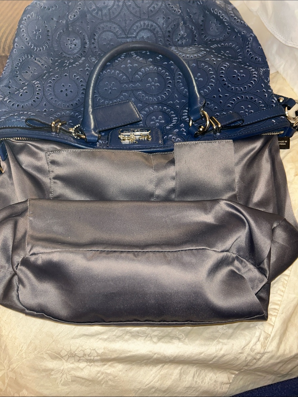 Coach Madison Sophia Lace Leather Shoulder Bag with Removable Strap - Coach - Picture 15 of 17